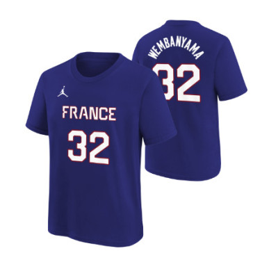 T-SHIRT BLEU FRANCE 32 KIDS JORDAN X FFBB